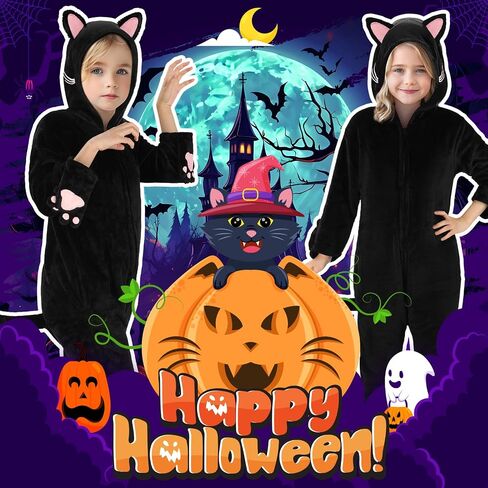 Joycover Cat Costume For Girls, Black Cat Costume For Girls Kids Dress Up, Halloween Costumes For Girls Kids Aged 5-10 in Kuwait