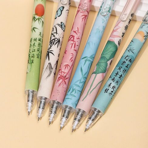 6 Pcs Retractable Pens Gel Ink Pens Cute Pen 0.5mm Black Ink Writing Pen Office School Supplies for Women Girls (Butterfly) in Saudi Arabia