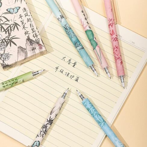6 Pcs Retractable Pens Gel Ink Pens Cute Pen 0.5mm Black Ink Writing Pen Office School Supplies for Women Girls (Butterfly) in Saudi Arabia