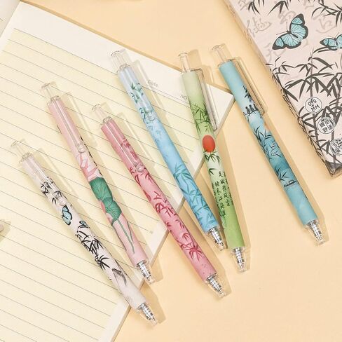 6 Pcs Retractable Pens Gel Ink Pens Cute Pen 0.5mm Black Ink Writing Pen Office School Supplies for Women Girls (Butterfly) in Saudi Arabia