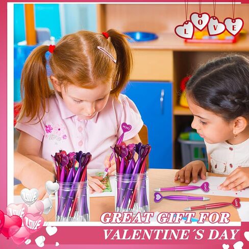 48 قطعة من أقلام عيد الحب على شكل قلب، أقلام حبر جاف على شكل قلب، أقلام مكتب على شكل قلب 1 مم، حبر جل أسود، أقلام هدايا لحفلات الأطفال للإمدادات المدرسية (الأحمر، الوردي، الأرجواني، XOXO، LOVE) in Saudi Arabia