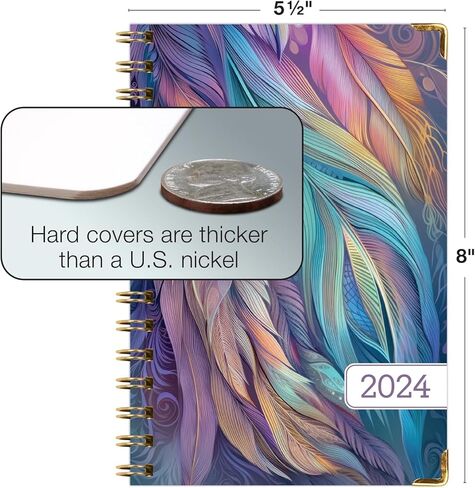 مخطط غلاف فني 2024: (نوفمبر 2023 حتى ديسمبر 2024) 5.5 بوصة × 8 بوصة مخطط يومي أسبوعي شهري وجدول أعمال سنوي. مجموعة الإشارة المرجعية ومجلد الجيب والملاحظات اللاصقة (باستيل الطاووس) in Kuwait