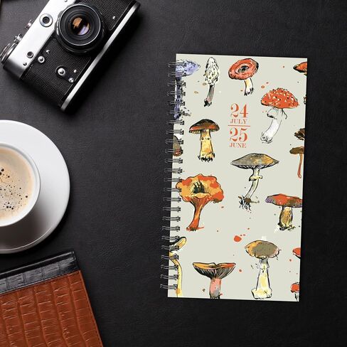 Cottage Mushrooms Academic July 2024 - June 2025 Softcover Weekly Spiral-Bound Planner (3.5" x 6.5") in Saudi Arabia