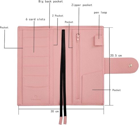 Planner Cover for Hobonichi Weeks, with Zipper and Big Back Pocket, Pebble Print Leather (Pebble wine) in Kuwait