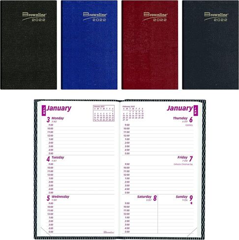 Brownline® 2025 Traditional Weekly Pocket Planner, Appointment Book, 12 Months, January to December, Perfect Binding, 4.75" x 3", Assorted Colors (CB303.ASX-25) in Saudi Arabia