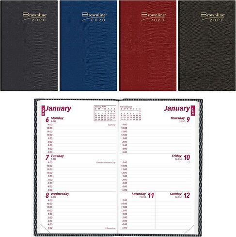 Brownline® 2025 Traditional Weekly Pocket Planner, Appointment Book, 12 Months, January to December, Perfect Binding, 4.75" x 3", Assorted Colors (CB303.ASX-25) in Saudi Arabia