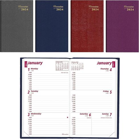 Brownline® 2025 Traditional Weekly Pocket Planner, Appointment Book, 12 Months, January to December, Perfect Binding, 4.75" x 3", Assorted Colors (CB303.ASX-25) in Kuwait