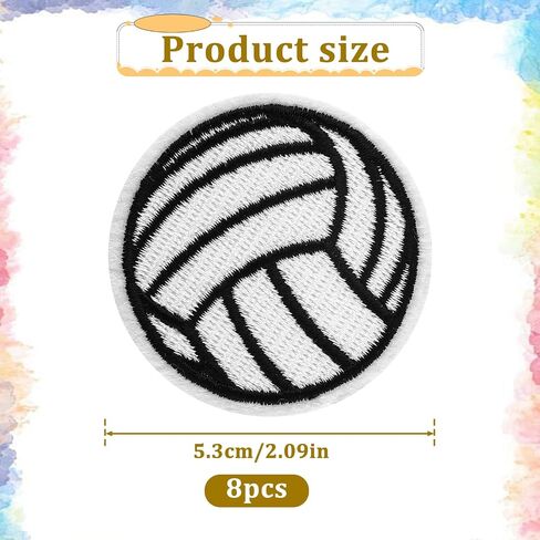 8Pcs Volleyball Patches Iron On 2inch Volleyball Patch Sports Iron On Patches for Backpacks Clothing Pants Hats Jeans DIY Accessories. in Saudi Arabia