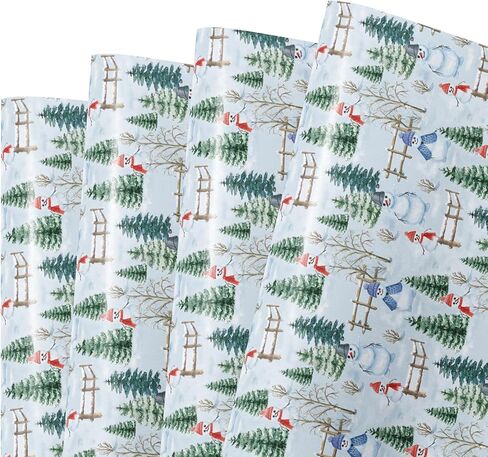 Bolsome 12 Sheets Christmas Wrapping Paper Green Red Merry Christmas Words Gift Wrap Paper for Xmas Party Winter Festivals DIY Craft, 19.7 × 27.6 Inches (Snow scenery) in Saudi Arabia