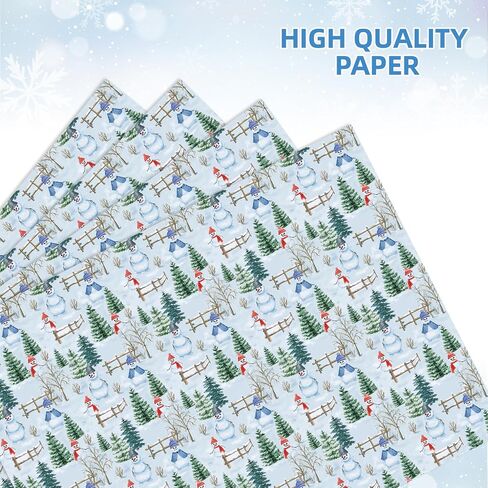 Bolsome 12 Sheets Christmas Wrapping Paper Green Red Merry Christmas Words Gift Wrap Paper for Xmas Party Winter Festivals DIY Craft, 19.7 × 27.6 Inches (Snow scenery) in Saudi Arabia
