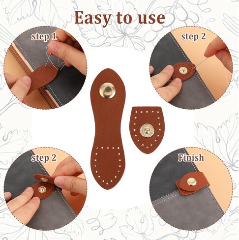 COMNICO الجلود المفاجئة أبازيم إغلاق زر المفاجئة، 10 قطع خياطة على علامات التبويب الجلدية الإغلاق أبازيم السحابات للمحفظة أكياس المحفظة سترة دفتر محفظة صنع اللوازم DIY الحرفية in Kuwait