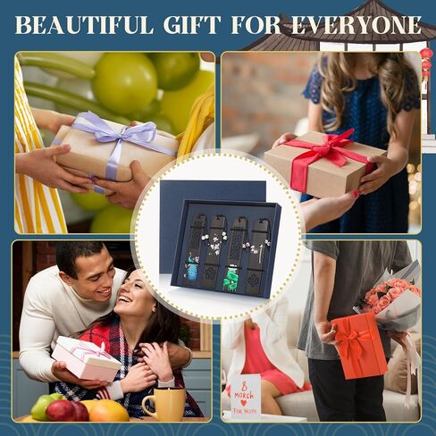 4 Pieces Wooden Bookmark for Book Lovers, Handmade Hallow Out Natural Wooden Carving Bookmark Box Set, Peacock and Lotus Pattern Painted Bookmark for Women Men Teacher Birthday Gift in Kuwait