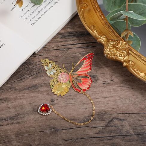 Butterfly Bookmark for Women, Beautiful Book Marks for Reading Book Mark for Book Lovers Metal Bookmark Christmas New Year Birthday Gifts for Book Lovers(Red) in Saudi Arabia