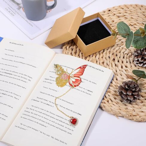 Butterfly Bookmark for Women, Beautiful Book Marks for Reading Book Mark for Book Lovers Metal Bookmark Christmas New Year Birthday Gifts for Book Lovers(Red) in Saudi Arabia