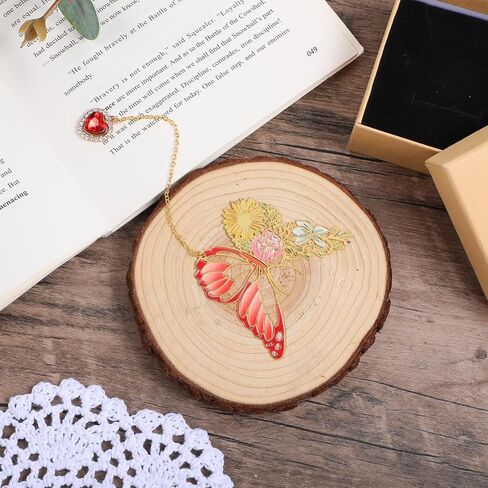 Butterfly Bookmark for Women, Beautiful Book Marks for Reading Book Mark for Book Lovers Metal Bookmark Christmas New Year Birthday Gifts for Book Lovers(Red) in Saudi Arabia