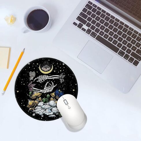 Knibeo Gothic Moon Mouse Pad - Goth Gifts, 7.9x7.9 Waterproof Goth Round Mouse Pad Small, Goth Gifts for Women, Gothic Decor, Goth Gifts for Women, Astrology Decor in Saudi Arabia