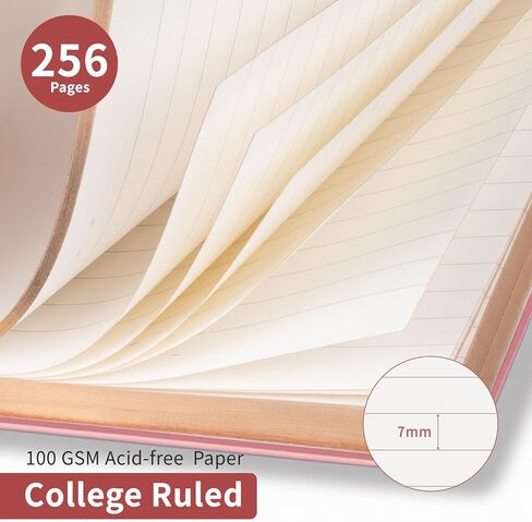 Billtigif Journal for Women, 256 Pages Cute Notebook Lined Journal, Leather Journals for Writing, Suitable for Work, Home and School, 5.7" x 8.3" - Pink in Saudi Arabia