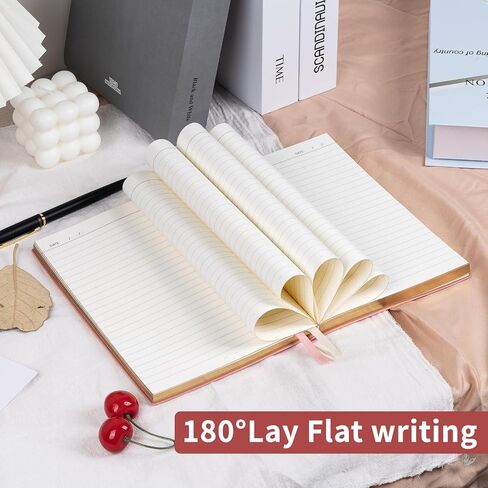Billtigif Journal for Women, 256 Pages Cute Notebook Lined Journal, Leather Journals for Writing, Suitable for Work, Home and School, 5.7" x 8.3" - Pink in Saudi Arabia