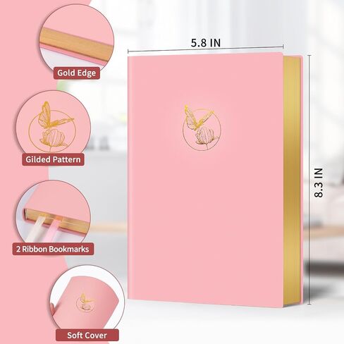 Billtigif Journal for Women, 256 Pages Cute Notebook Lined Journal, Leather Journals for Writing, Suitable for Work, Home and School, 5.7" x 8.3" - Pink in Saudi Arabia