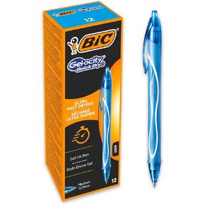 Bic Gel-ocity Quick Dry Gel Pens, Medium Point (0.7 mm), Purple, Box of 12, Retractable Pen with Ultra Fast Drying Ink