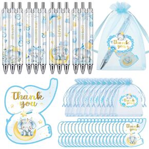 Chuangdi 50 Sets Baby Shower Favors Gifts for Guests Includes 50 Pcs Ballpoint Pens, Thank You Cards and Organza Bags(Woodland Animal)