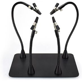 مساعدة الأيدي في اللحام بمصباح مكبر مغناطيسي كبير 5X ومحطة عمل لحام شديدة التحمل، 4 أذرع لحام و4 حامل PCB يد ثالثة، مشبك مسدس هواء ساخن قابل للتعديل لإزالة اللحام بنفسك in Kuwait