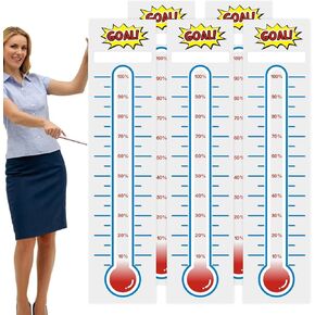 KIUKIUO 5 قطع من الرسوم البيانية لأهداف ميزان الحرارة لجمع التبرعات 10 × 40 لتتبع أهداف المسح الجاف، مخطط ميزان الحرارة لإعداد الأهداف، ملصق حائط من الفينيل للمنزل والمدرسة والمكتب لجمع التبرعات in Kuwait