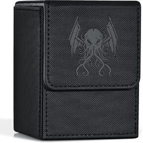 ZLCA Card Deck Box for MTG Yugioh TCG, Card Storage Box with Dividers Holds 100+ Sleeved Cards, Premium Card Deck Case Compatible with CCG Trading Cards (Black&Blue,Puzzle)