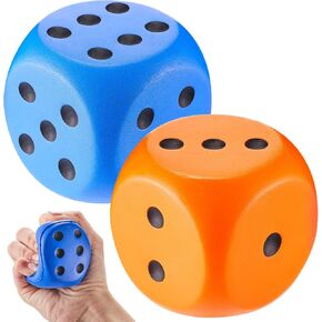 Zomiboo 2 Pcs Large Foam Dice Soft Jumbo Dot Learning 6 Sided Fake Giant Dice Anxiety Relieve Gifts for Stress Relief(Red, Blue,2.3 Inch)