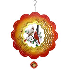 Tuitessine Wind Spinner Red Cardinal Birds 3D Metal Outdoor Garden Decor Stainless Steel We Will Always with You Whirligig Yard Art Ornament Decoration Indoor Memorial for Women Mom