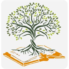 FINGERINSPIRE Tree of Life Stencil for Painting 11.8x11.8 inch Large Tree Branches Leaves Painting Stencil Hollowed Tree Root Book Drawing Template for Home DIY Craft Wall Furniture Floor Decoration