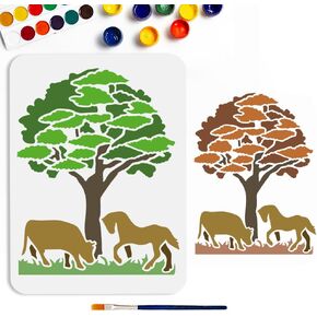 MAYJOYDIY A4 Size Donkey Template Carrot Donkey Reusable Painting Template 11.7x8.3inchs Rustic Style Animal Theme Painting Stencil PET Hollow Out Drawing for DIY Art Craft Canvas