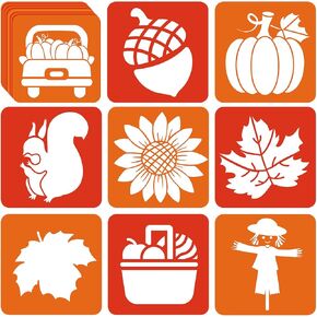 36pcs Fall Thanksgiving Drawing Stencils for Kids 8 Inch Pumpkins Sidewalk Chalk Stencils Painting Large Washable Reusable Autumn Themed Primary Shape Template for Thanksgiving Kids Toddlers Preschool