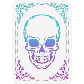 NBEADS Vintage Skull Painting Stencil, Reusable Painting Templates DIY Art Craft Painting Wall Cut Stencils for Painting on Wood Canvas Paper Furniture Wall, 11.69×8.27 Inch