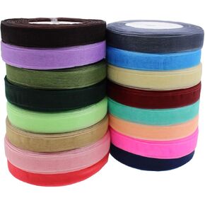 Organza Ribbon 1000 Yards (20 Rolls) 1/2 Inch Sheer Ribbon for Party Decoration Gift Wrapping Crafts (Mixed Color 1, 0.5 in)