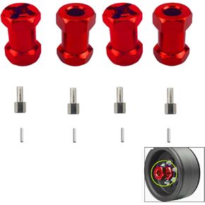 4Pcs Red RC 12mm Hex Extension,12mm Aluminum Wheel Hex Hub 15mm Offset Extension for Axial SCX10 D90 90046 Tamiya 1/10 RC Car Crawler (15mm)