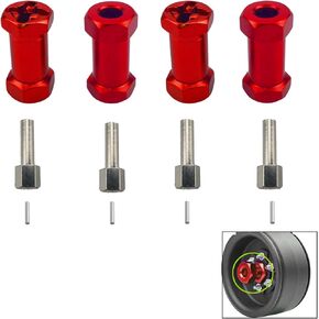 4Pcs Red RC 12mm Hex Extension,12mm Aluminum Wheel Hex Hub 15mm Offset Extension for Axial SCX10 D90 90046 Tamiya 1/10 RC Car Crawler (15mm)