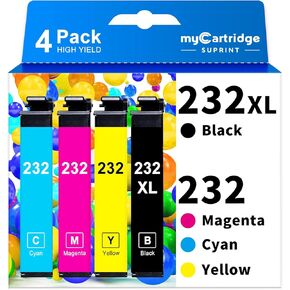 232XL 232 Ink Cartridge Replacement for Epson 232XL Ink Cartridges Combo Pack T232 232XL for Epson Expression Home XP-4205 XP-4200 Workforce WF-2930 WF-2950 Printer (Black, Cyan, Magenta, Yellow)