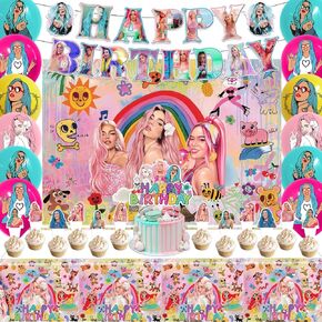 Happy Birthday Decorations Kit, 36pcs Party Decorations includes Banner, Backdrop, Balloons, Cupcake Toppers, Tablecloth Birthday Party Supplies