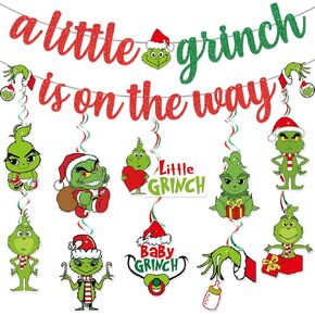 Christmas Baby Shower Decorations Christmas Baby Shower Banner with Christmas Hanging Decorations for Baby Shower Whoville Christmas Decorations Christmas Baby Shower Party Supplies