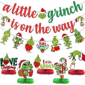 Christmas Baby Shower Decorations Christmas Baby Shower Banner with Christmas Hanging Decorations for Baby Shower Whoville Christmas Decorations Christmas Baby Shower Party Supplies