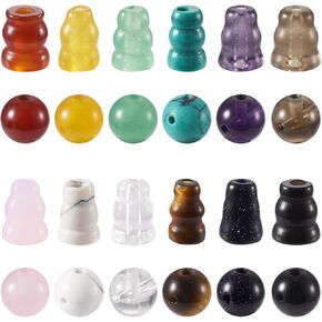 Pandahall 12 Sets Natural Gemstone Guru Beads 3 Hole Guru Beads 10mm Buddha Mala Guru Bead T-Drilled Beads Energy Healing Stone Bead Cone for Mala Prayer Bracelet Rosary Necklace Jewelry Making