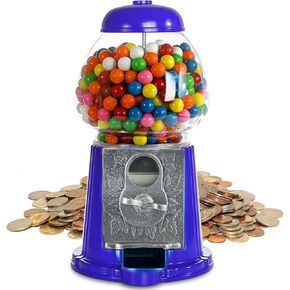 Gumball Machine for Kids 12" - Heavy Duty Metal with Glass - Christmas Antique Style Bubble Gum Machine - Kids Coin Operated Toy Bank for USA Coins - Candy Dispenser - Playo (Blue)