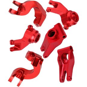 Upgrades Parts for 1/10 Vorteks 4x4 3S Blx,Granite/Senton 4x4 3S Blx & Mega 550,Aluminum Front Steering Block Knuckles & C-Hubs Caster Blocks & Rear Hubs Hops Up,Red