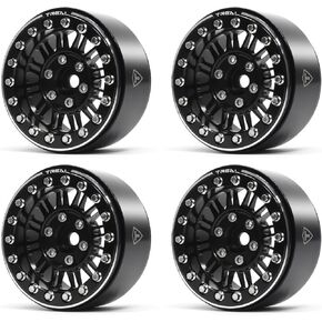 TREAL 1.9" Beadlock Wheels (4) Aluminum CNC Machined Multi Spokes Wheel Heavy Ring for SCX10 III TRX4 D90 1:10 RC Cars Type K(Black) in Kuwait
