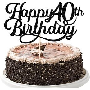Happy 18th Birthday Cake Topper eighteen Sign Cake Topper - Cheers to 18 Years Party Supplies - 18th Birthday Party Decorations (Black (1))