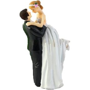 Wedding Cake Toppers Bride and Groom, Wedding Party Cake Topper Figurines, Bridal Shower Decorations, Anniversary Party Cake Topper (Cheerful Bride & Groom) (With Veil)