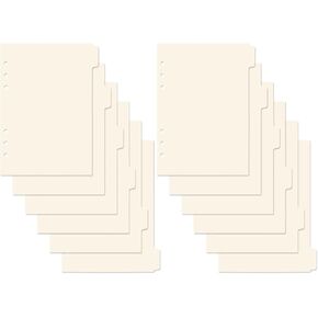 2 Sets A5 Paper Binder Dividers, 6-Holes Index Page Tab Cards for A5 Binder Cover Notebooks Journal Plan (Beige - 2 Pack)