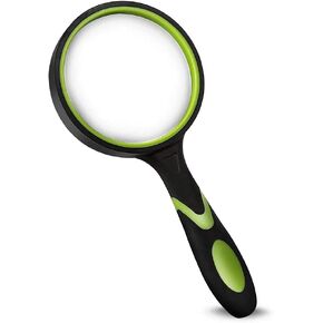Wapodeai Magnifying Glasses, Magnifying Glass 10X Handheld Reading Magnifier for Seniors & Kids, 75mm Large Magnifying Lens with Non-Slip Rubber Handle for Reading and Hobbies.