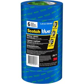 ScotchBlue Sharp Lines Multi-Surface Painter's Tape, 1.41 Inches x 60 Yards, 6 Rolls, Blue, Paint Tape Protects Surfaces and Removes Easily, Edge-Lock Painting Tape for Indoor and Outdoor Use